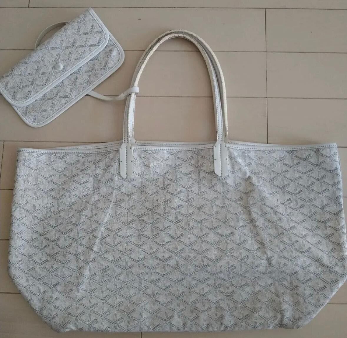 GOYARD White/ White Pattern Prints Saint Louis Junior Tote Bag