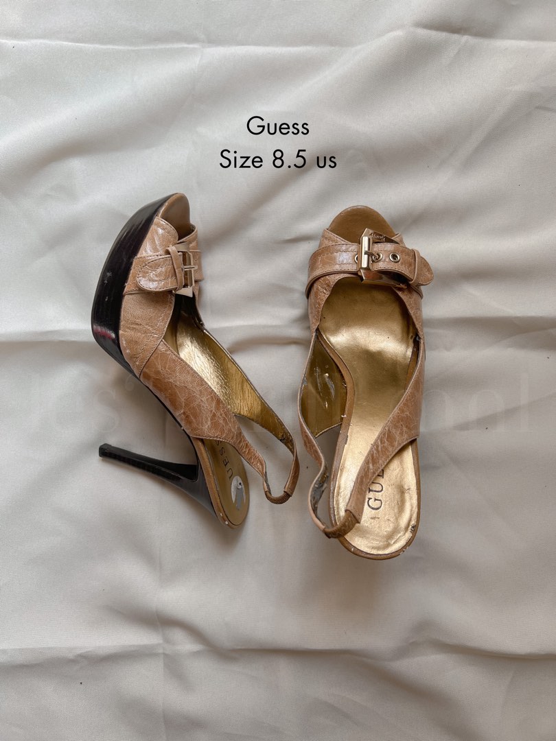 Guess Open Toe Buckle Stiletto Heels Preloved Women s Fashion Footwear Heels on Carousell
