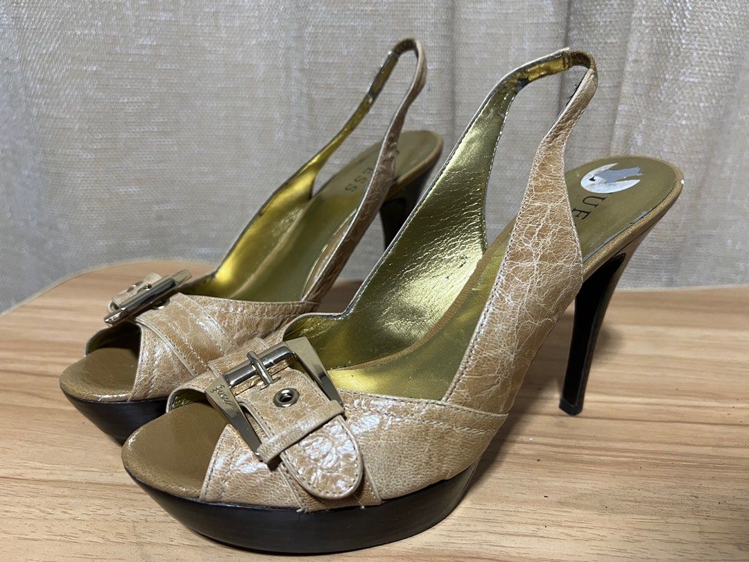 Guess Open Toe Buckle Stiletto Heels Preloved Women s Fashion Footwear Heels on Carousell