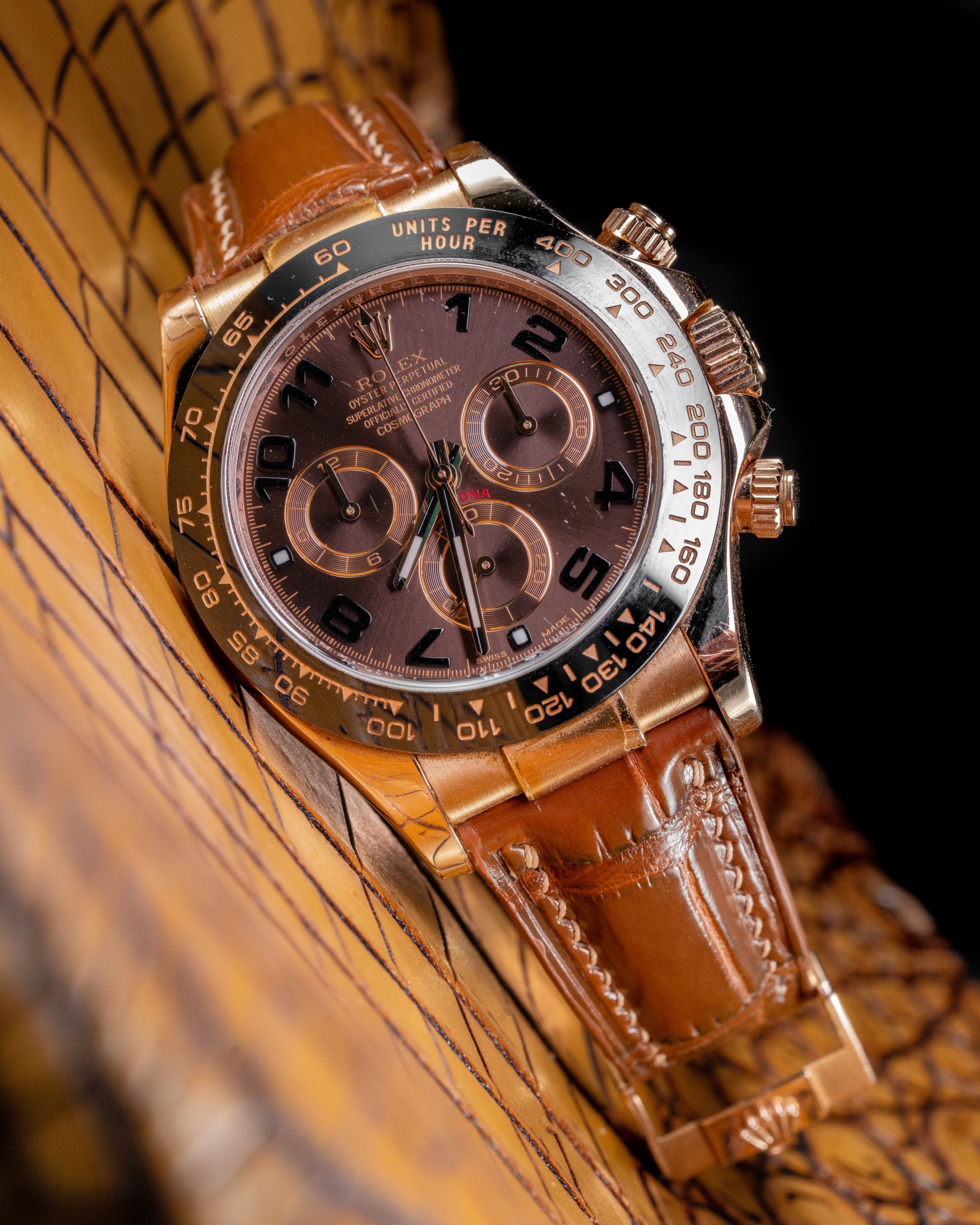 Handmade Hand stitched Watch Strap in Chestnut Brown Alligator