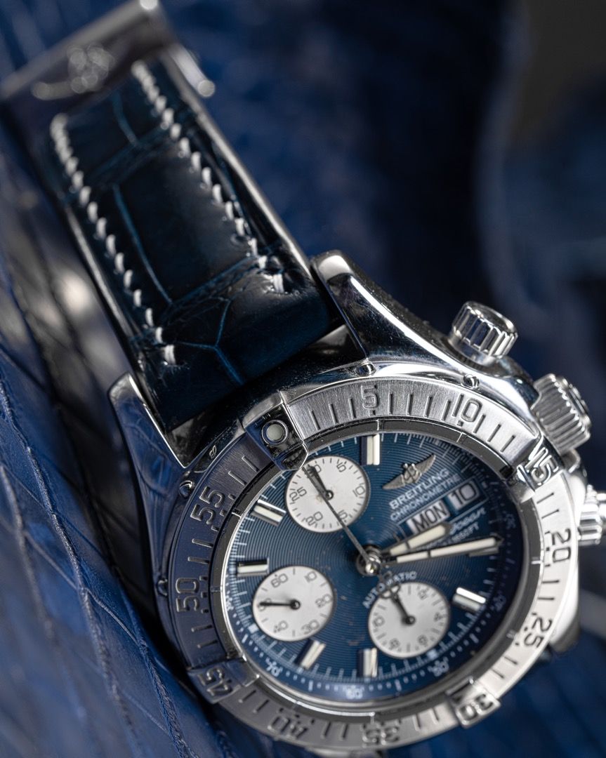 Breitling blue discount crocodile strap
