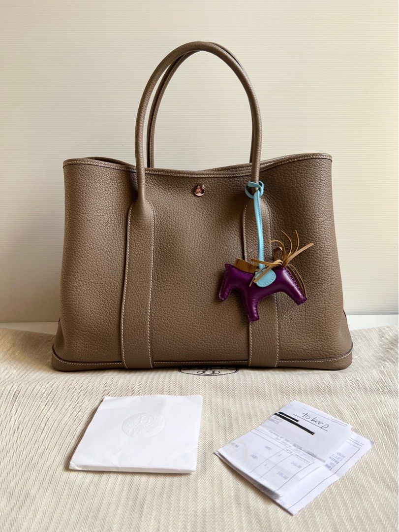 Hermes Garden Party bag PM Beton Negonda leather Silver hardware