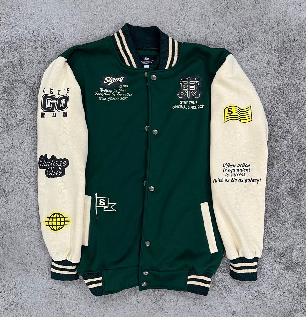 H&M Varsity Jacket (green), Men's Fashion, Coats, Jackets and Outerwear