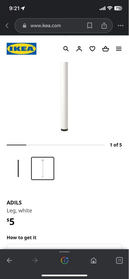 IKEA ADILS - Table Leg, Furniture & Home Living, Furniture, Tables ...
