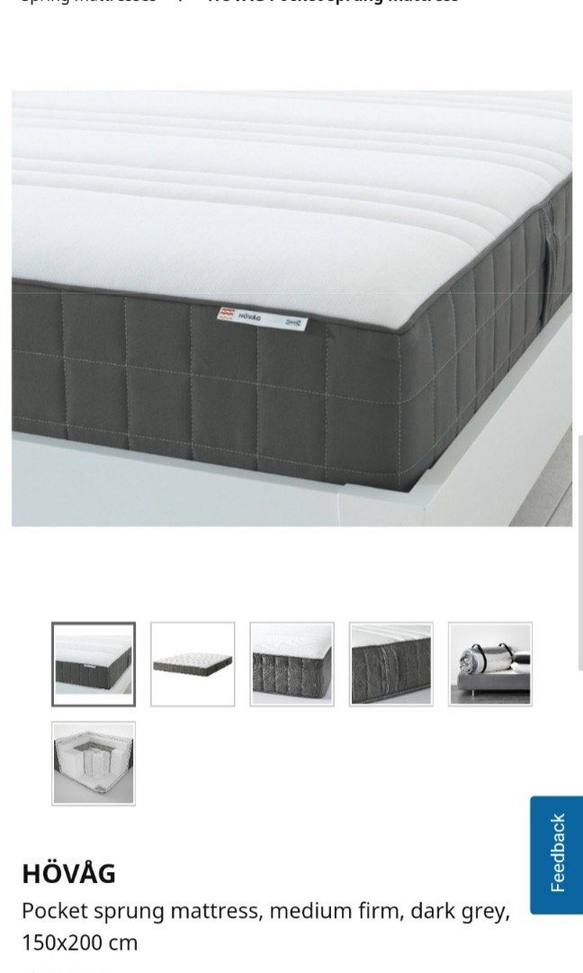 IKEA Queen Size Mattress HOVAG, Furniture & Home Living, Furniture, Bed