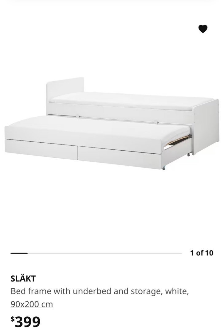 IKEA Slakt Bed Frame with Lower Bed & Storage LIKE NEW, Furniture