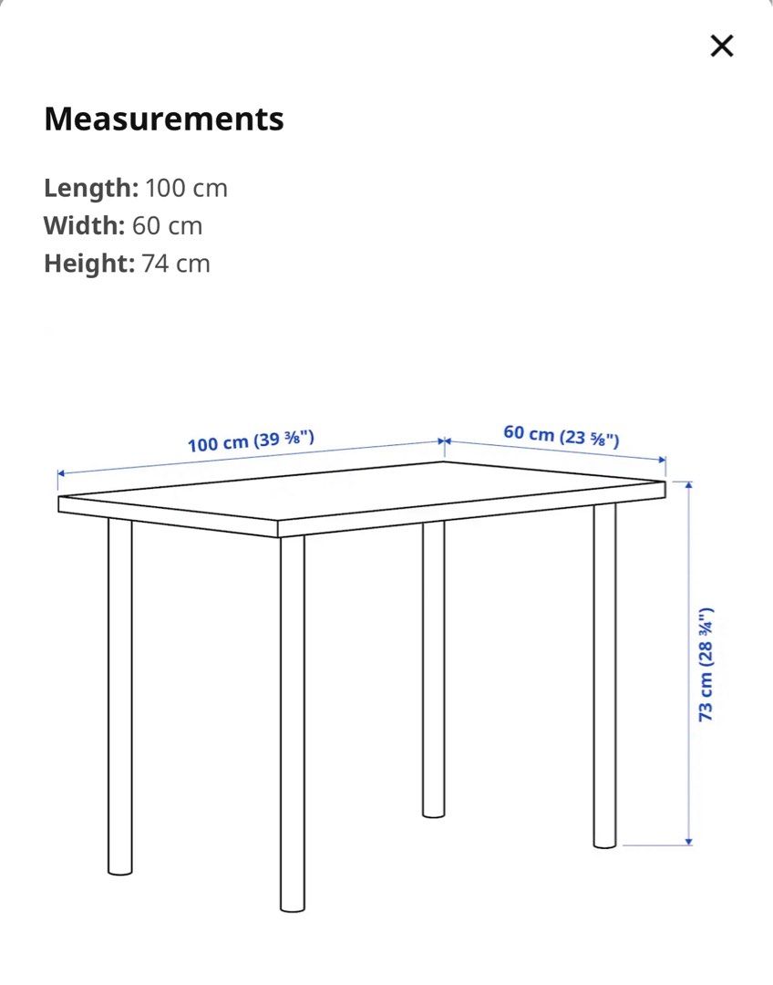 IKEA STUDY TABLE LINNMON / ADILS Table, white, 100x60 cm, Furniture