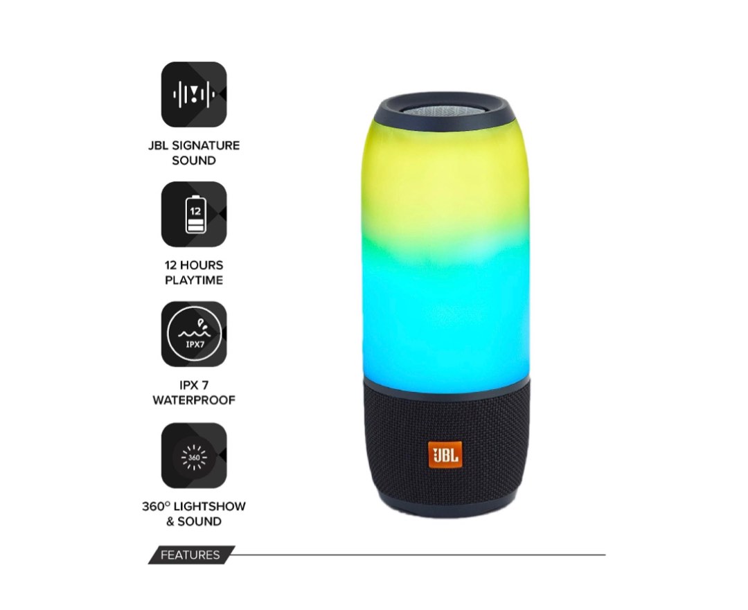 JBL Pulse 3 Wireless Bluetooth Waterproof Speaker Black, Audio