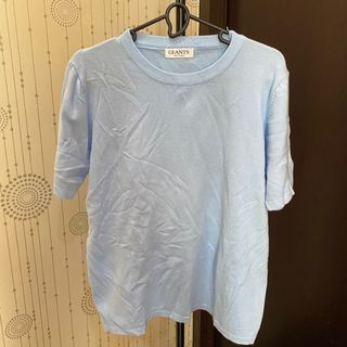 Kaos rajut biru muda, knit top baby blue