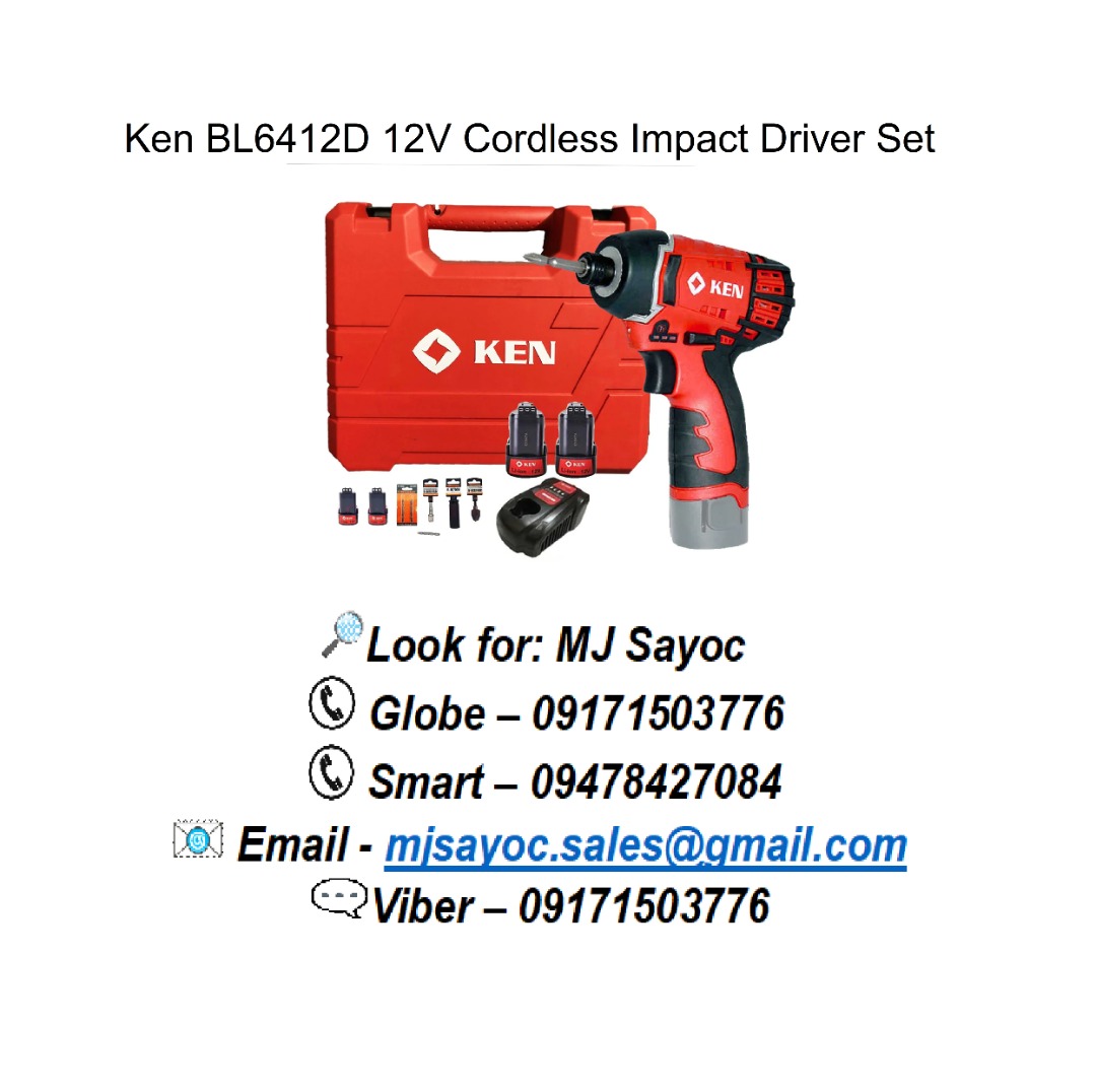Ken BL6412D 12V Cordless Impact Driver Set, Commercial & Industrial ...