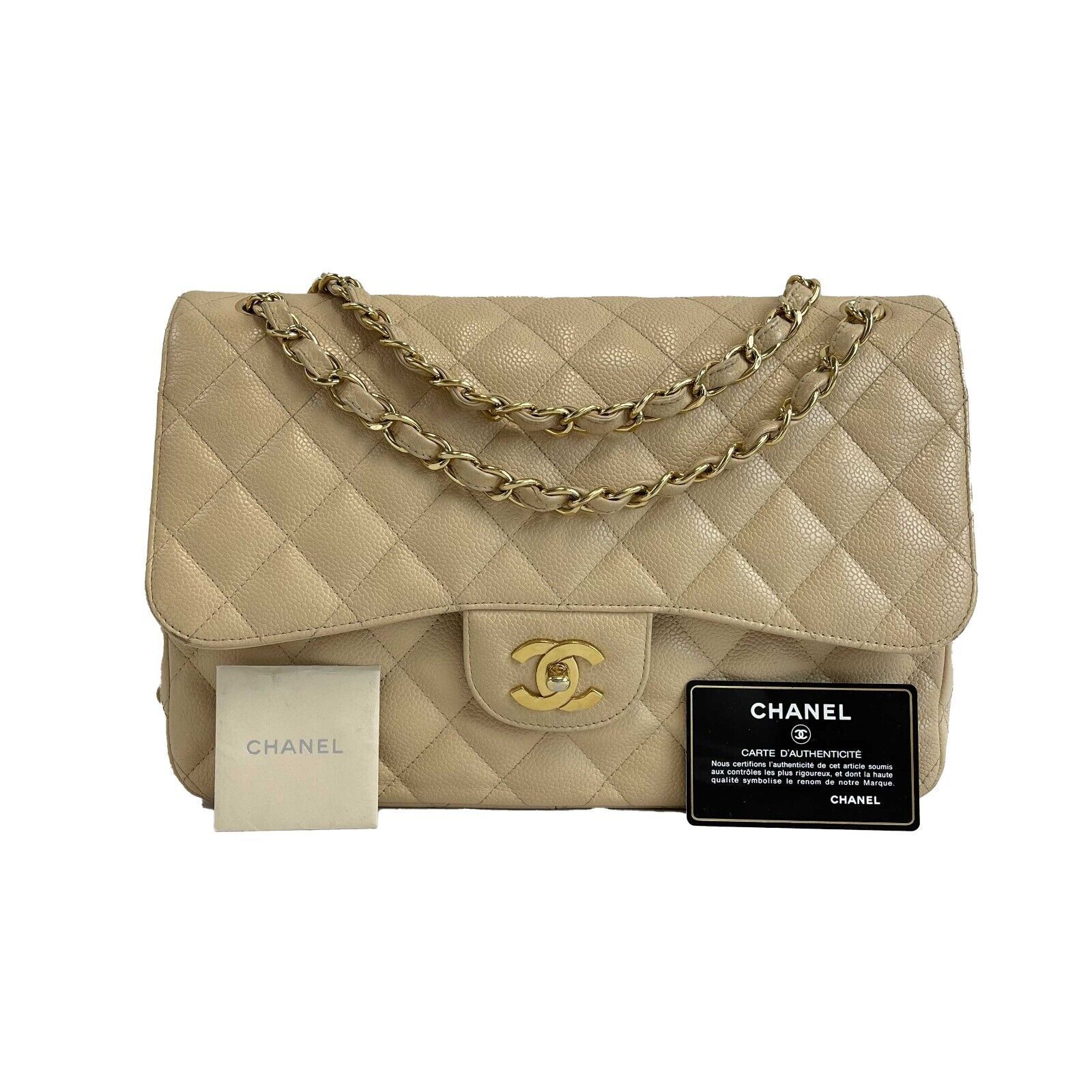 Large Cc Caviar Crossbody Bag in Caviar Leather Gold Hardware