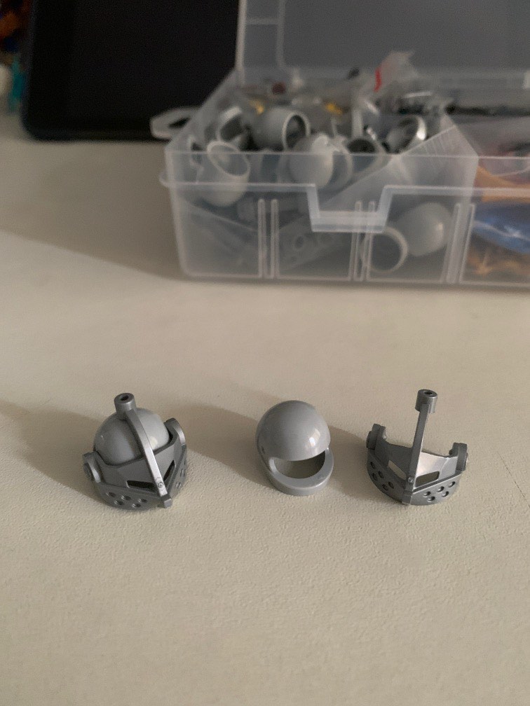 Lego knight helmet with flat silver visor, Hobbies & Toys, Toys & Games