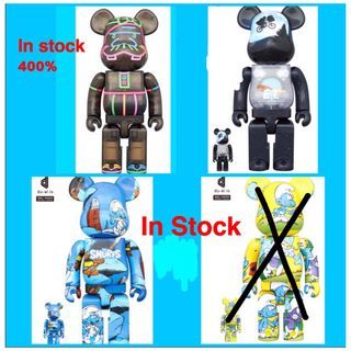 Limited edition Bakabon Akatsuka Illuminati ET Eric Haze Light up Astrosmurf Smurf 100% 400% Bearbrick