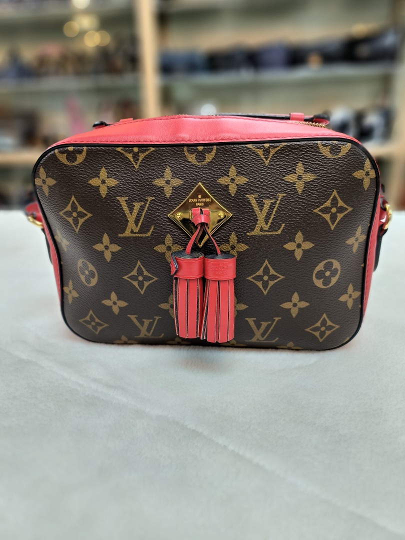 Louis Vuitton Saintonge Red Coquelicot Shoulder Crossbody Monogram Canvas  Bag