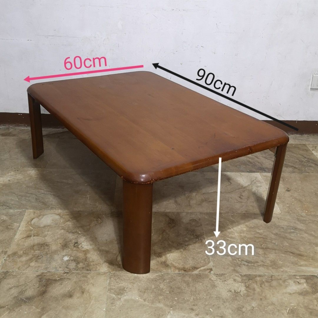 Low center table foldable legs rubberwood Furniture Home