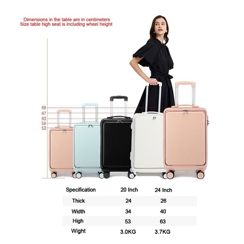 Luggage Lightweight Suitcase Front Open Luggage Bag 20inch Luggage Trolley Bag