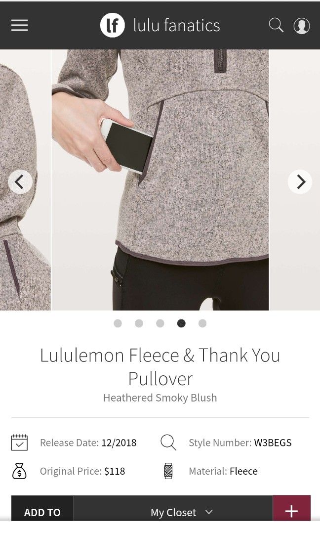 Lululemon Fleece & Thank You Pullover - Heathered Smoky Blush - lulu  fanatics