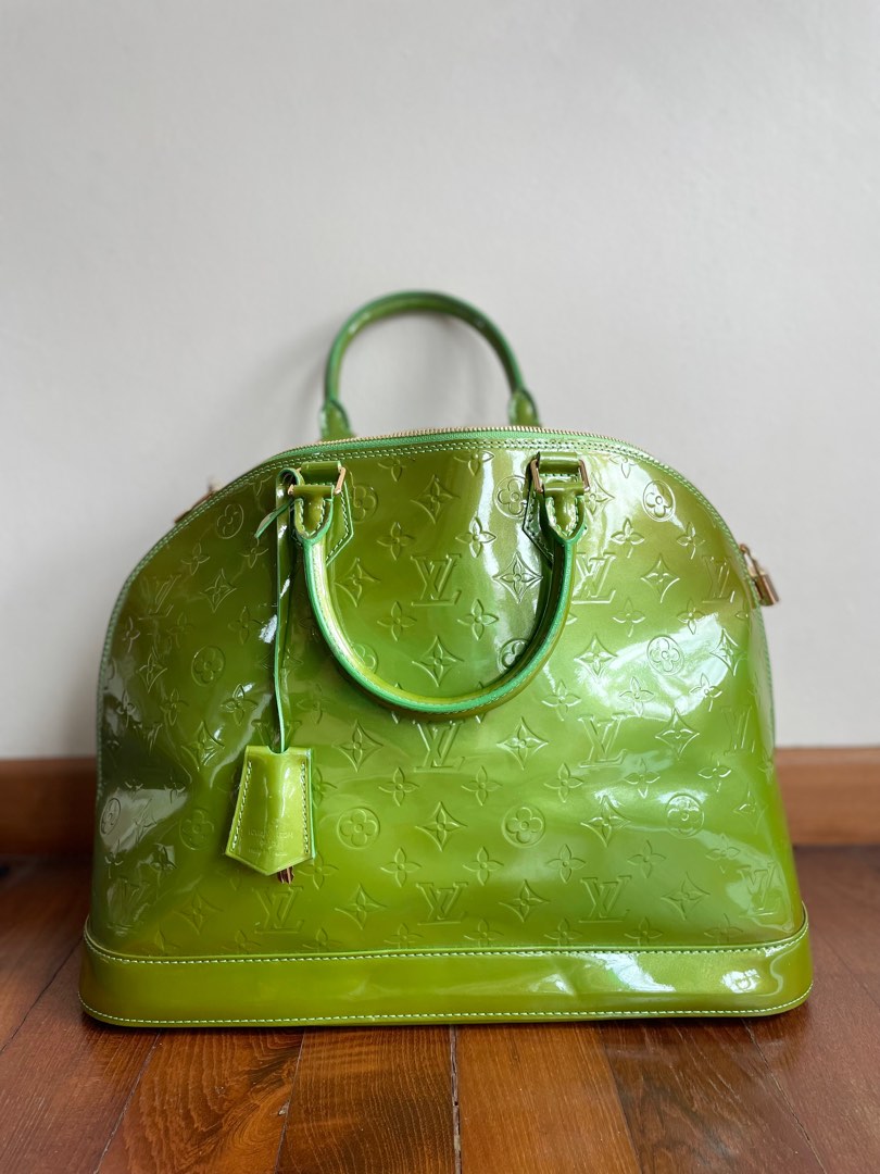 Vintage Louis Vuitton Green Vernis Alma GM Handbag