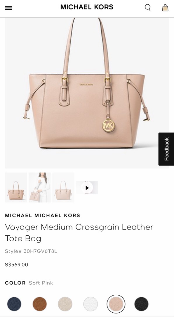 Michael Kors Voyager Medium Crossgrain Leather Tote Bag