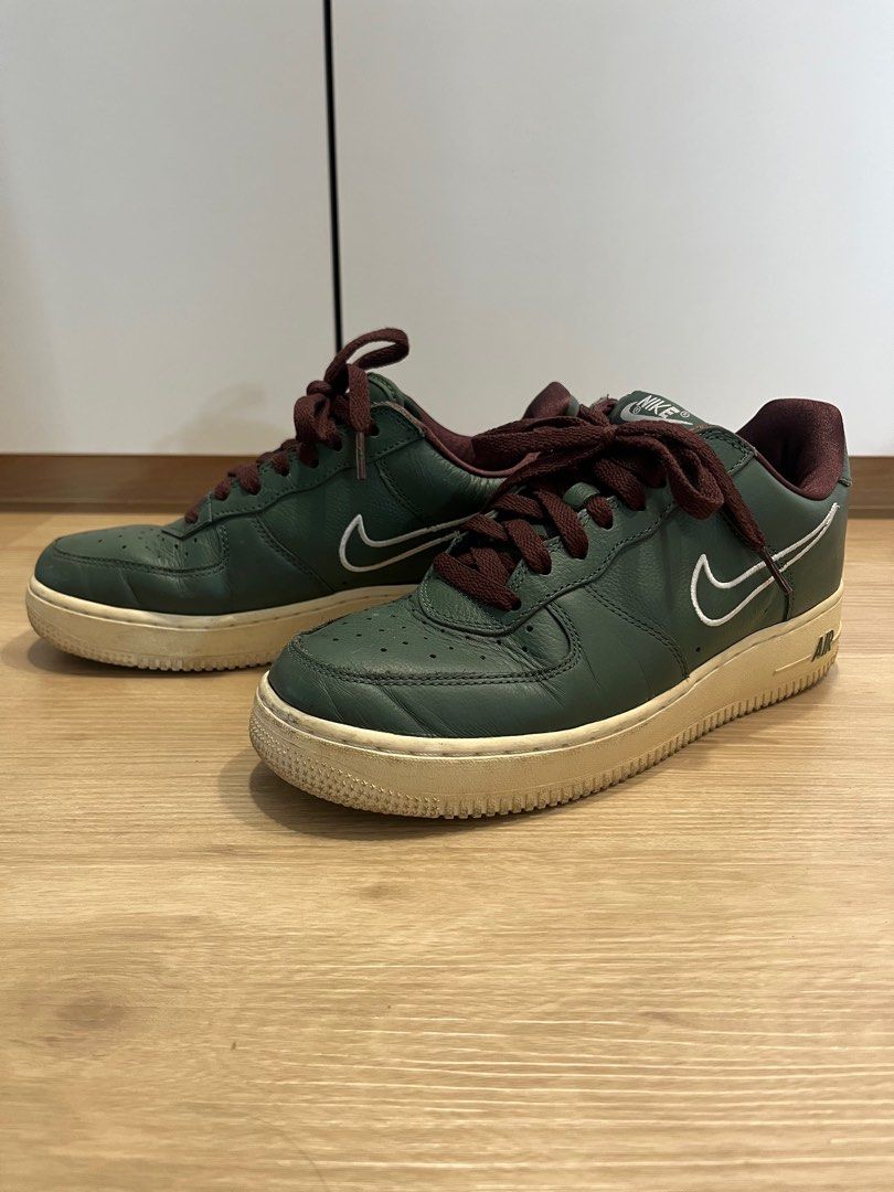 Mens Nike Air Force 1 Low Retro *Hong Kong* Deep Forest Olive Green White  Leathr