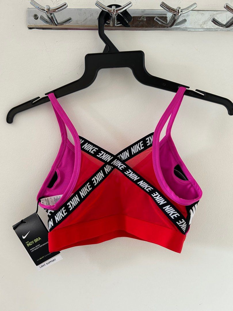 Nike Training Indy Logo Bra In Pink