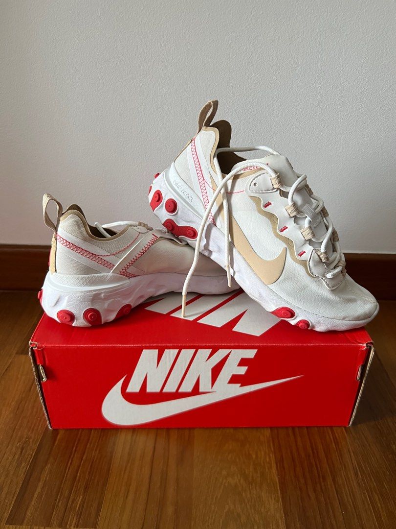 Nike react element 55 blanche rouge top