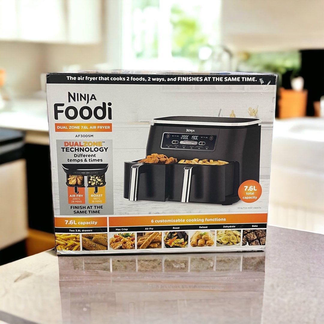 Ninja Foodi Dual Zone Air Fryer, AF300,Granite Gray, TV & Home ...