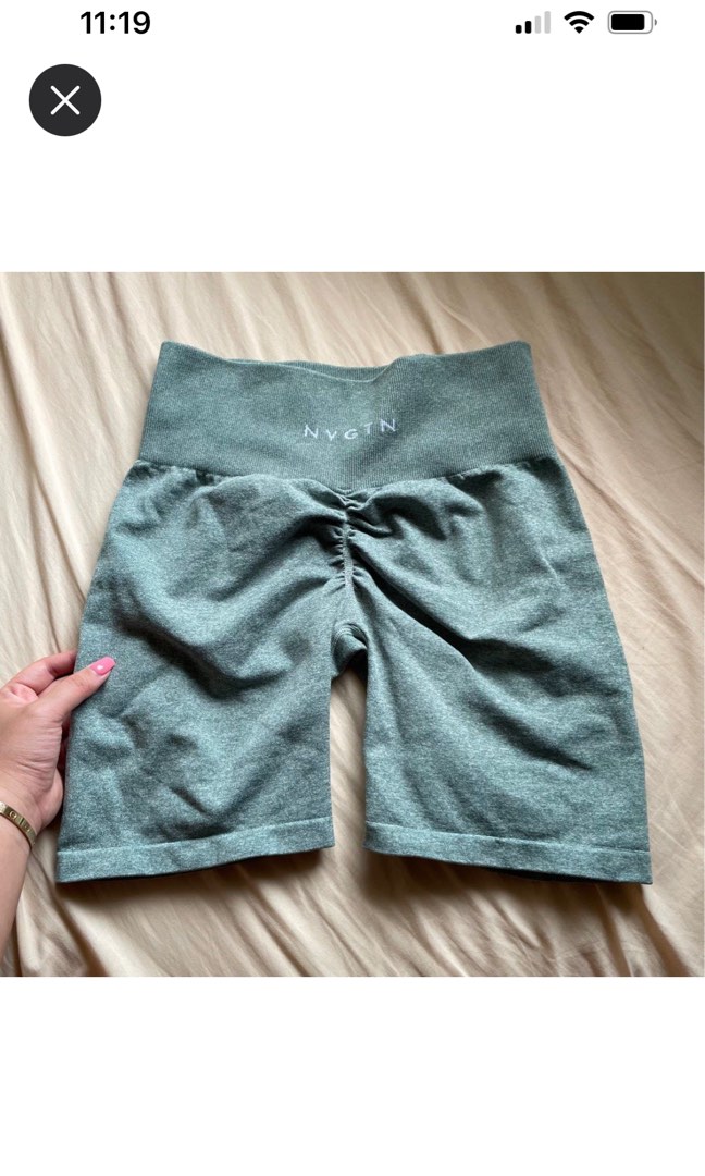 NVGTN sage green scrunch shorts, Women's Fashion, Activewear on Carousell