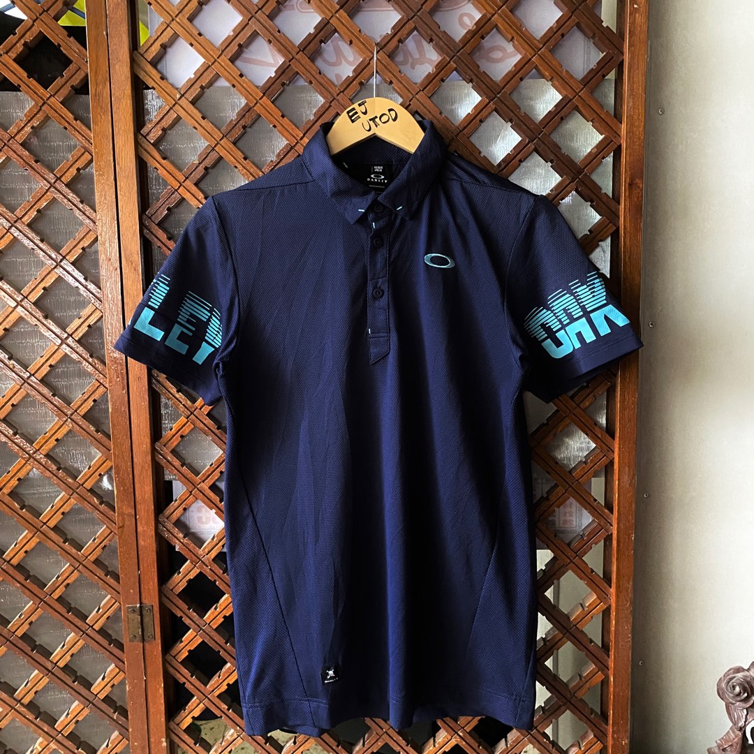 Oakley Long Sleeve Printed Blue Grey Mens Golf Graphic Shirt 434331 202 main image 1