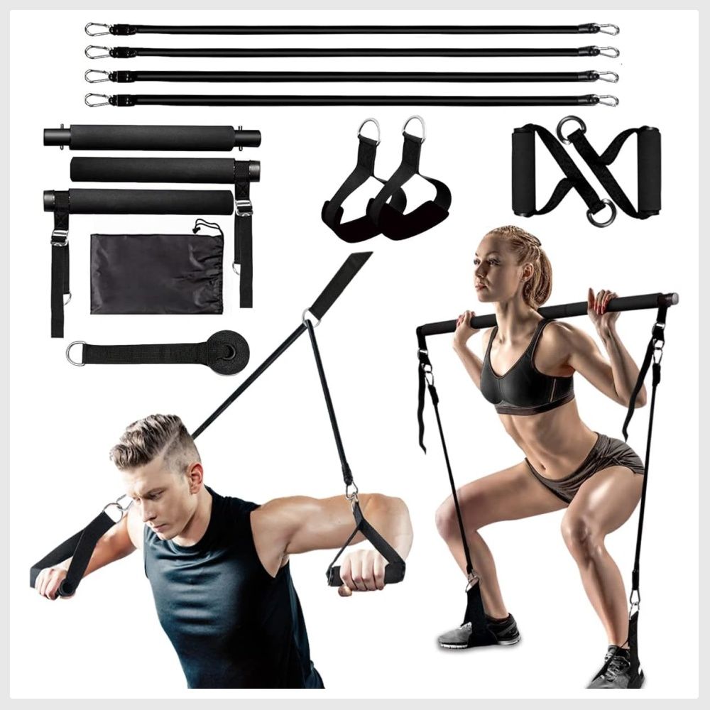 Pilates Bar, Workout Equipment for Home, Pilates Exercise Stick, Pilates  Reformer Bar Portable Pilates Bar Kit with Resistance Band, Sit-Up Bar for