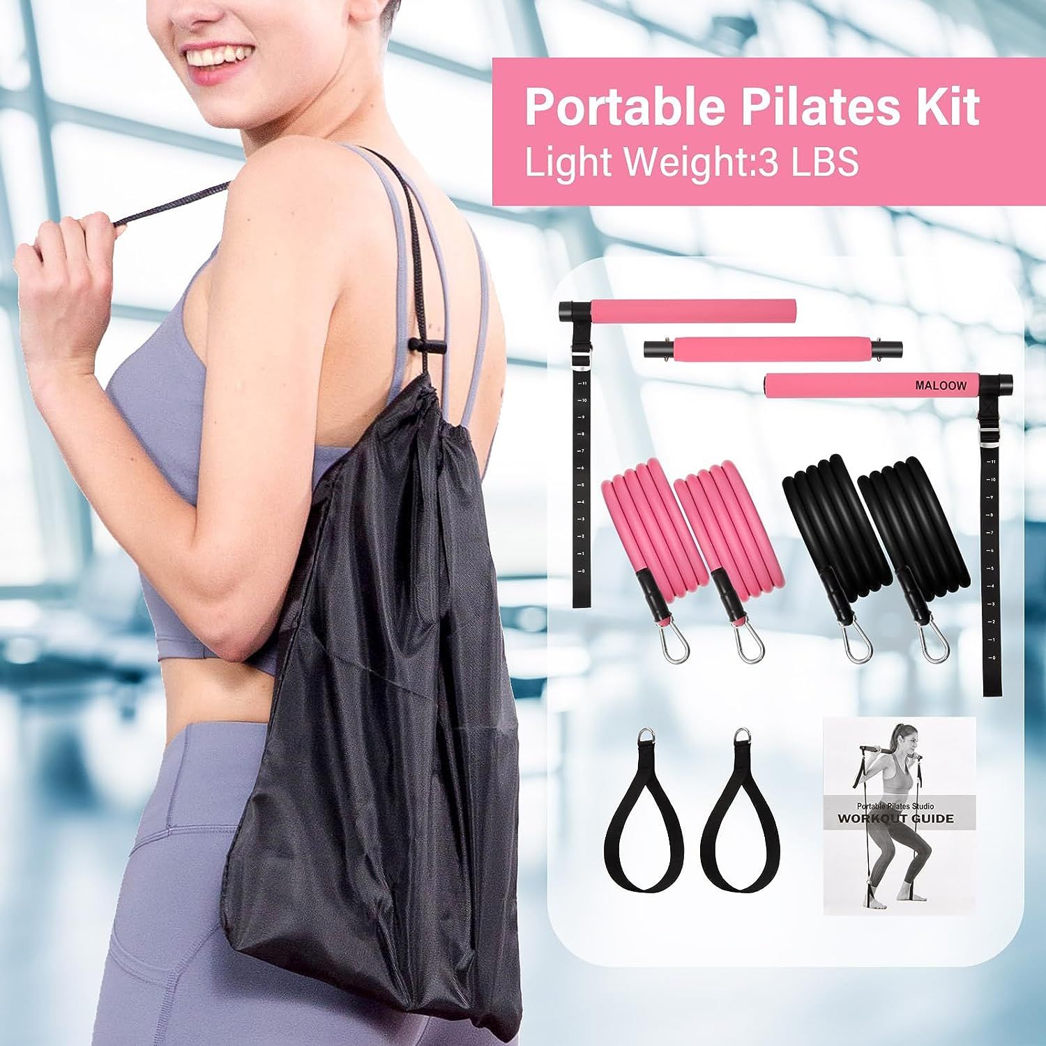 Pilates Bar Kit with Resistance Bands (2 Standard & 2 Strong), Protable  Home Gym Workout Equipment For Women, Perfect Stretched Fusion Exercise Bar  and Bands for Toning Muscle, Leg, Butt and Full