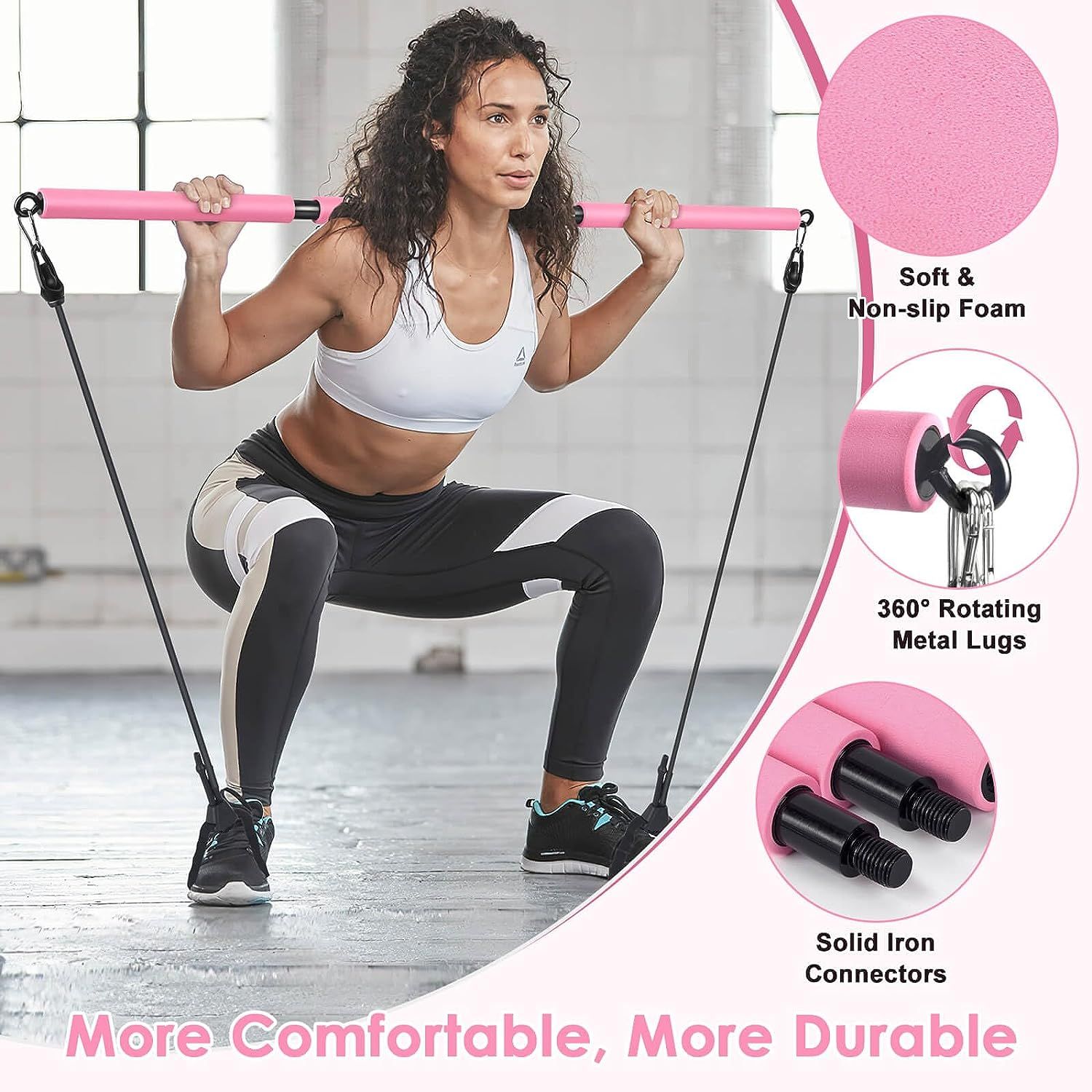 Resistance Band Portable Pilates Bar Rope Pole Barbell Pull Up Exercise  Yoga Gym Workout Body Shaping Fitness Equipment, Sports Equipment, Exercise  & Fitness, Toning & Stretching Accessories on Carousell