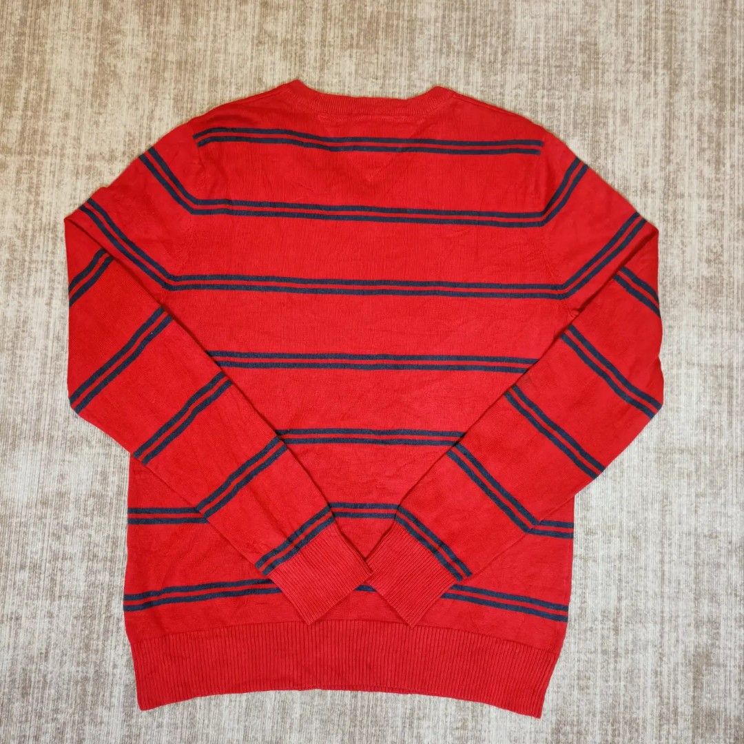 Red and navy striped sweater sale