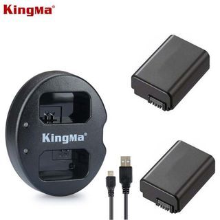 (RENT) Kingma KM FW50 Battery(2pcs) With Dual Charger for Sony a72 a7r2 a7 a6400 a6000