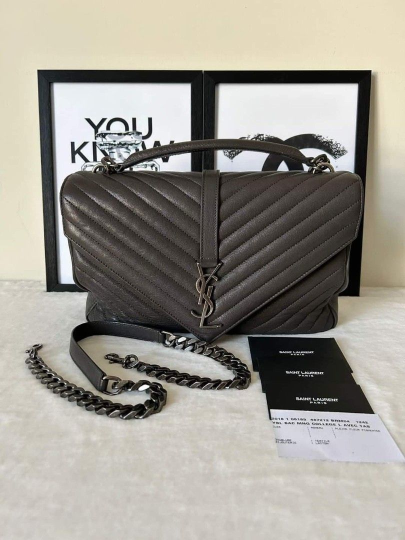 Ysl college bag large grey on sale