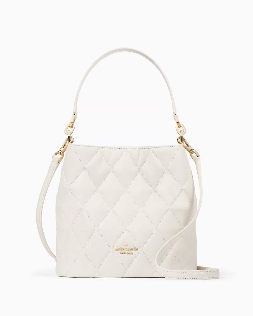 INSTOCK Kate Spade Carey Bucket Bag Crossbody Slingbag Black Parchment White Quilted Chevron Women s Fashion Bags Wallets Cross body Bags on Carousell
