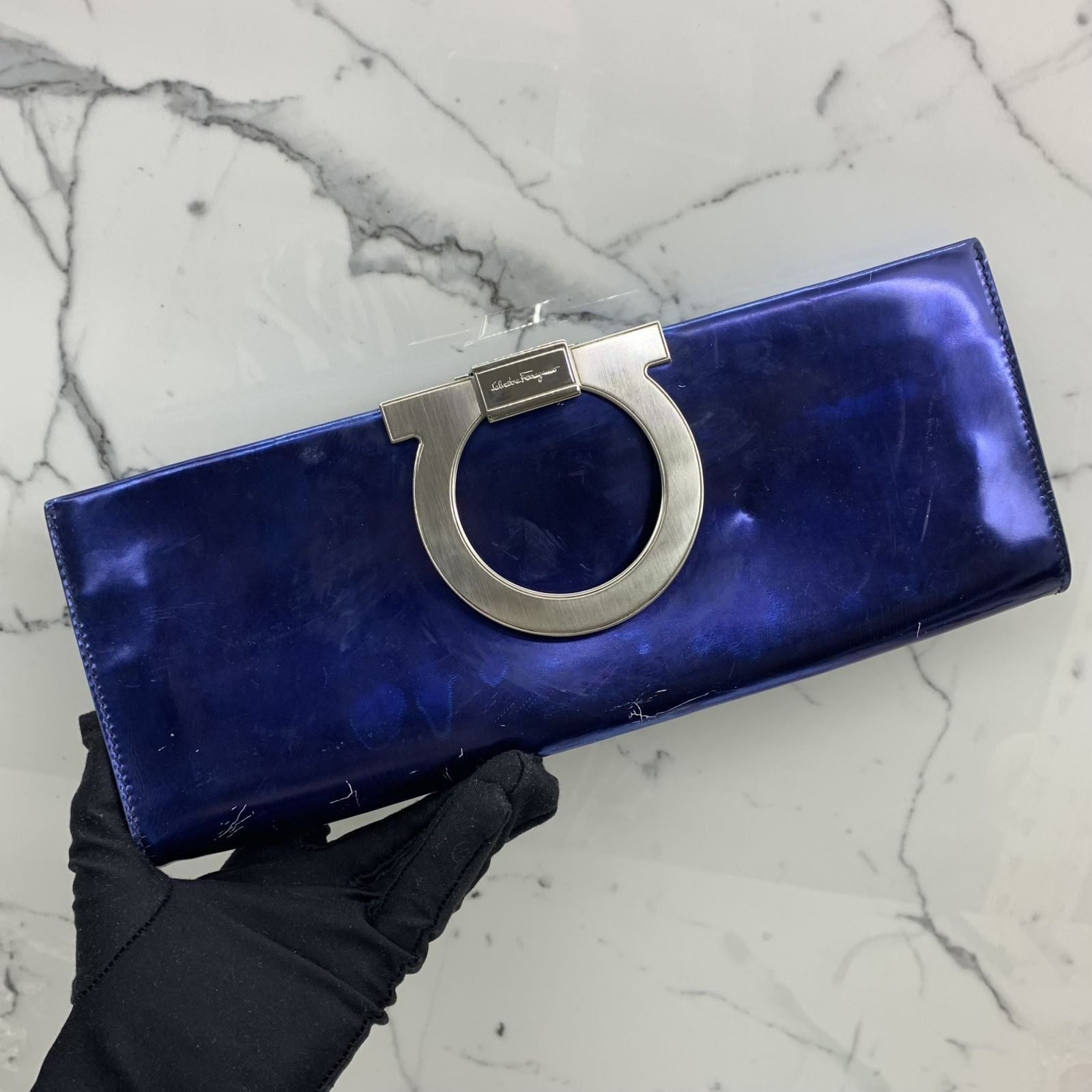 Chrome clutch outlet bag