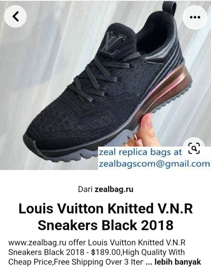 Louis Vuitton Black Knit Fabric V.N.R. Sneakers Size 41.5