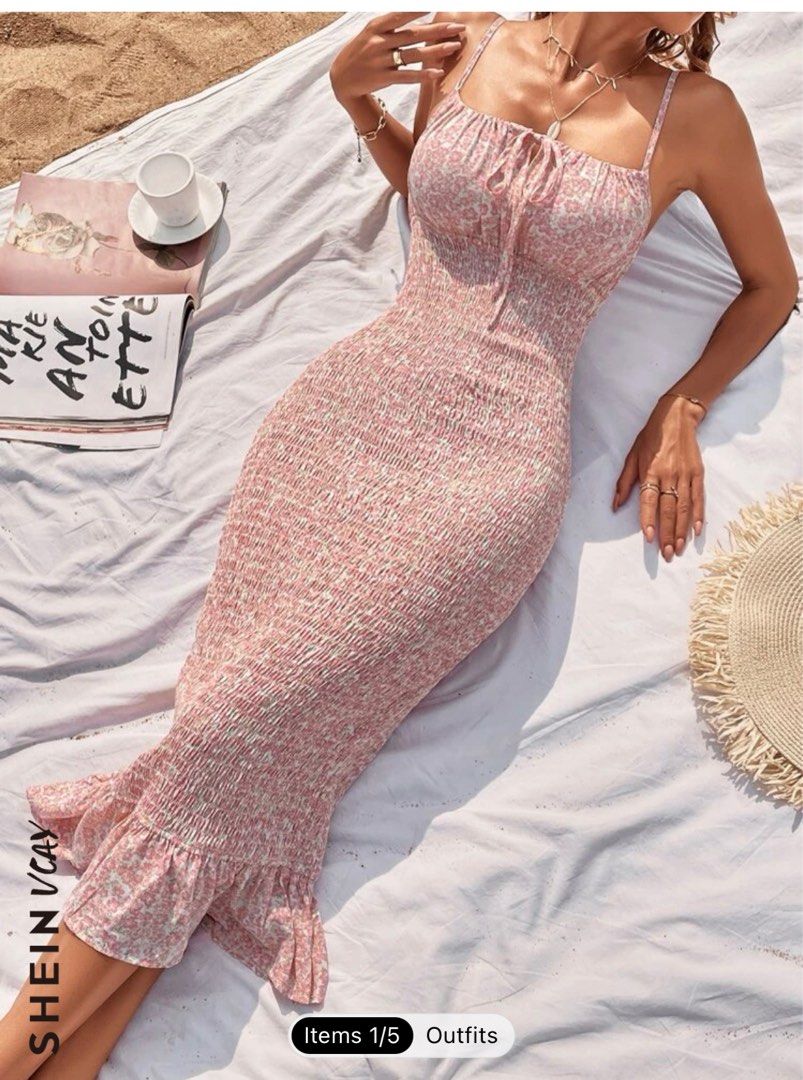 Shein pink lace dress 2025