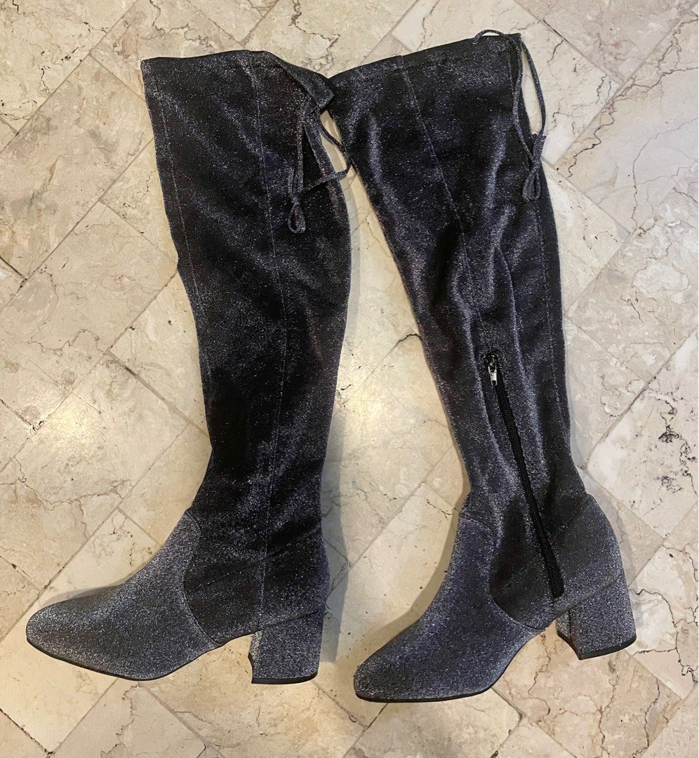silver sparkly boots