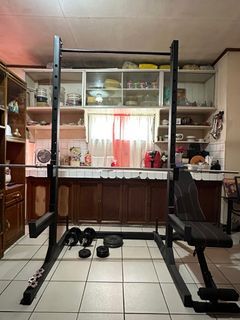 Squat Rack full set with bench and dumb bells