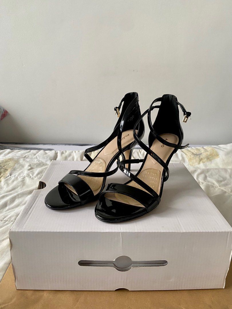 Aldo black strappy sales heels