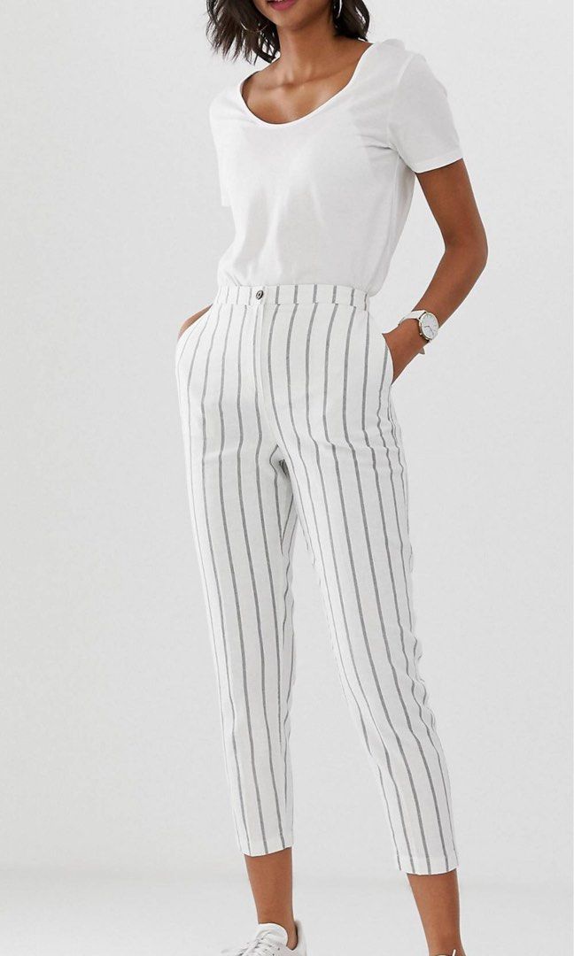 White striped trousers womens hot sale