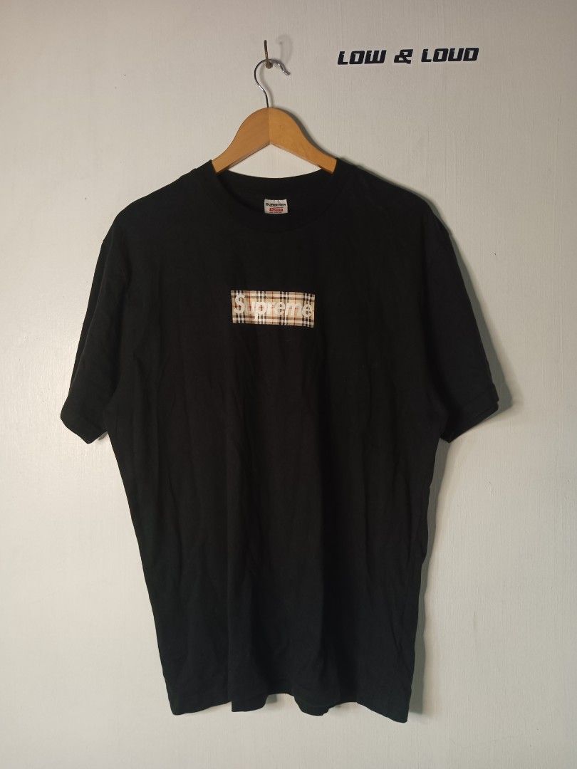 Supreme Burberry Box Logo Tee Black S/S 22