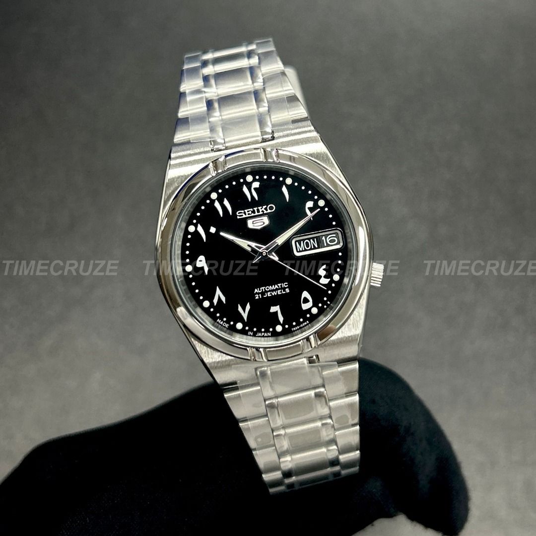 Seiko 5 automatic black dial stainless steel men's watch snk063j5 hot sale