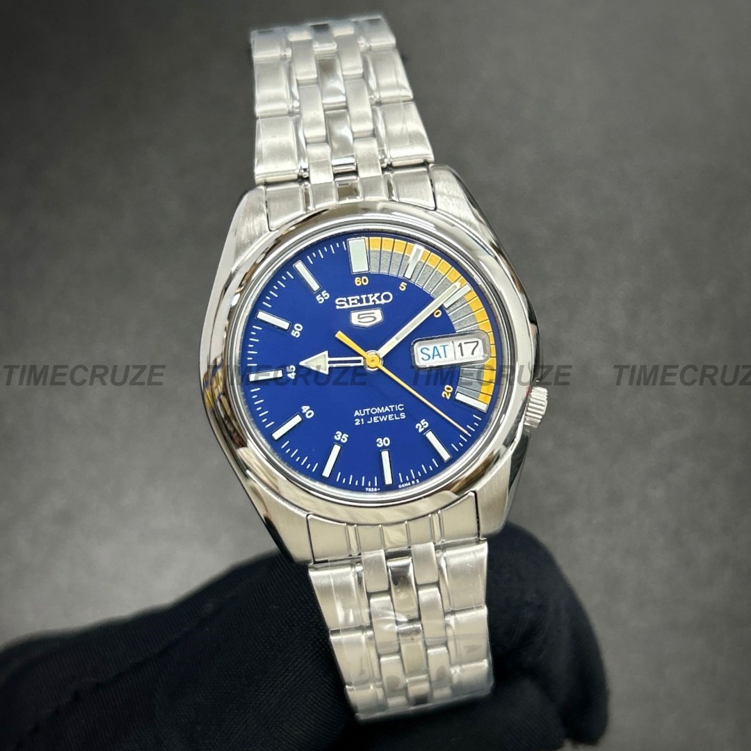 Time Cruze Seiko 5 SNK371K1 Automatic Blue Dial Speed Meter Men