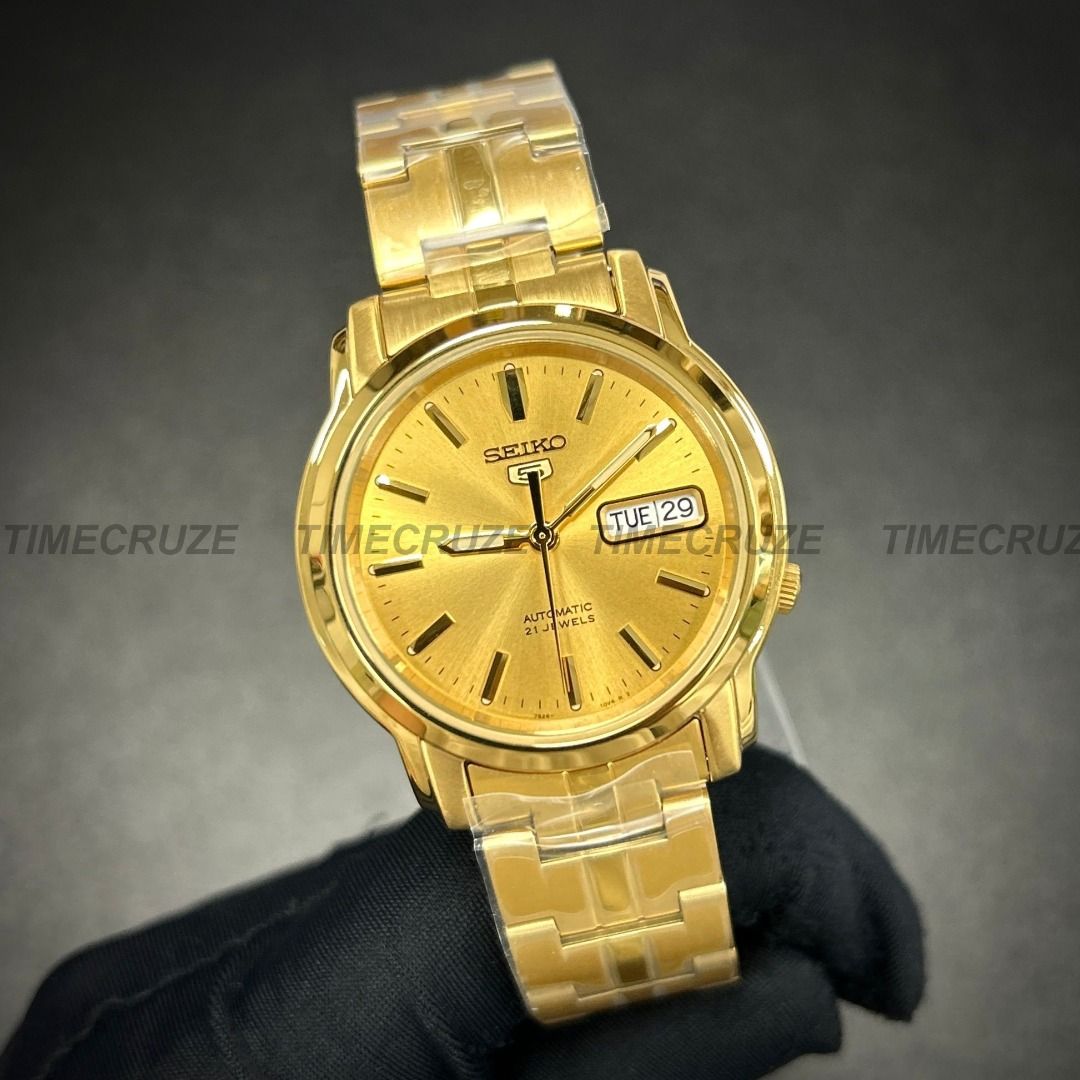 Time Cruze Seiko 5 SNKK76K1 Automatic Gold Tone Stainless Steel