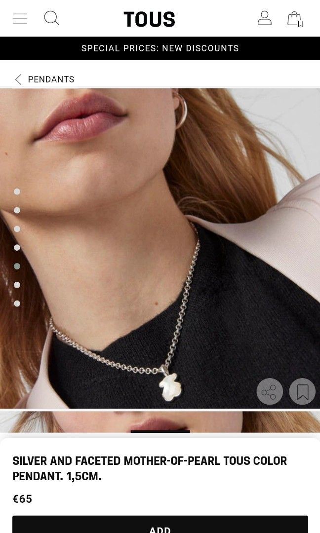 Tous silver pendant with white MOP, 女裝, 飾物及配件, 頸鍊- Carousell