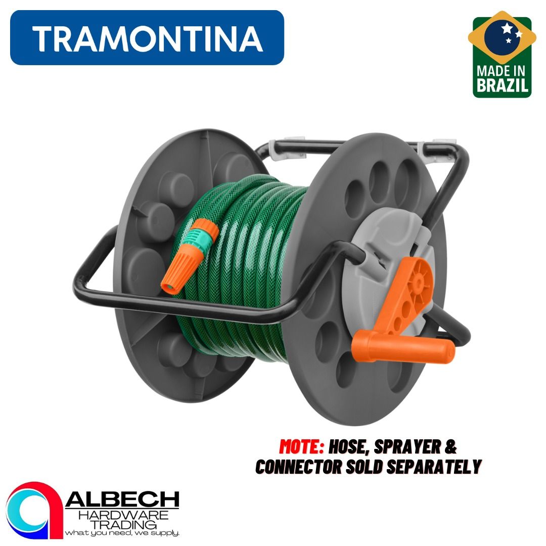 TRAMONTINA #78594/000 HOSE REEL CARRY TYPE/FLOOR TYPE - CAP: 1/2 x 55 MTRS  HOSE, Furniture & Home Living, Gardening, Hose and Watering Devices on  Carousell