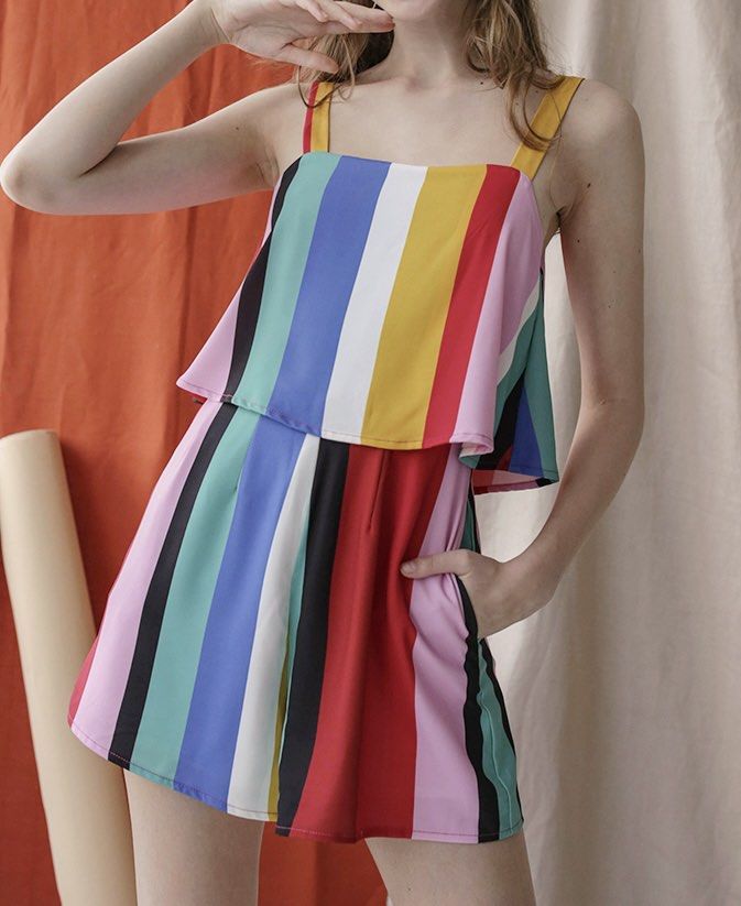 Rainbow romper best sale womens